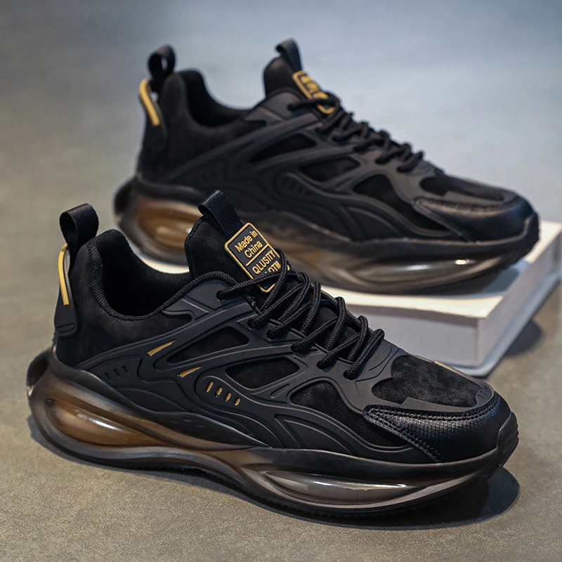 大码黑色运动鞋男454647秋季爆款2024新款加肥加大学生休闲跑步鞋