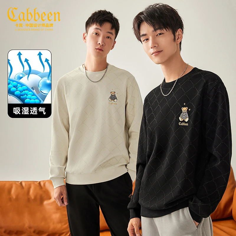 卡宾男装 玩偶熊刺绣卫衣2024秋新款LOGO老花满印情侣3234164076