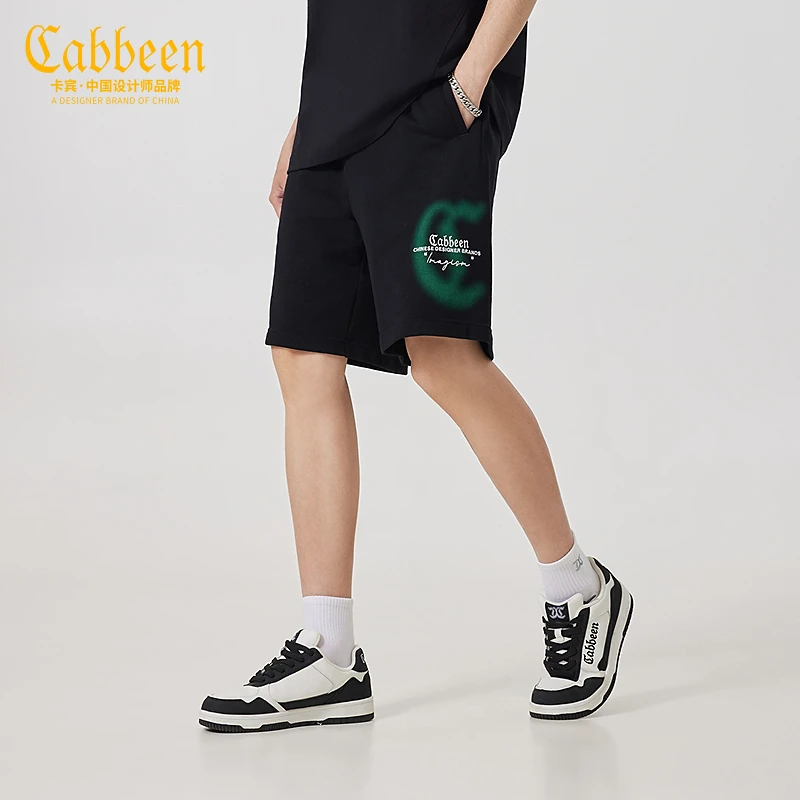 卡宾男装2024夏新款宽松男士阔腿裤舒适休闲透气运动百搭纯棉短裤