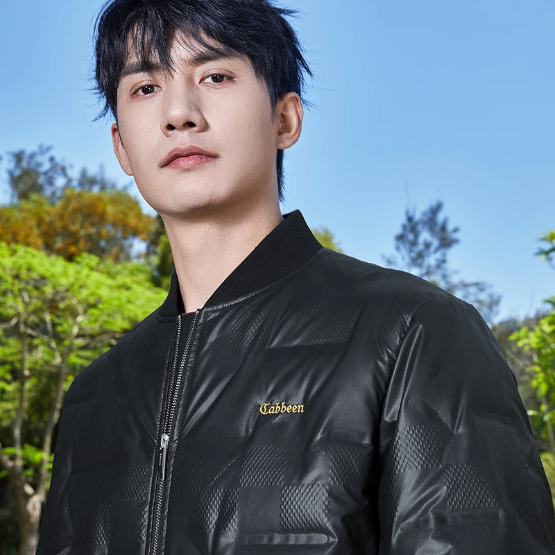 卡宾男装90鸭绒轻薄羽绒服秋冬新款棋盘格肌理夹克外套3244141020
