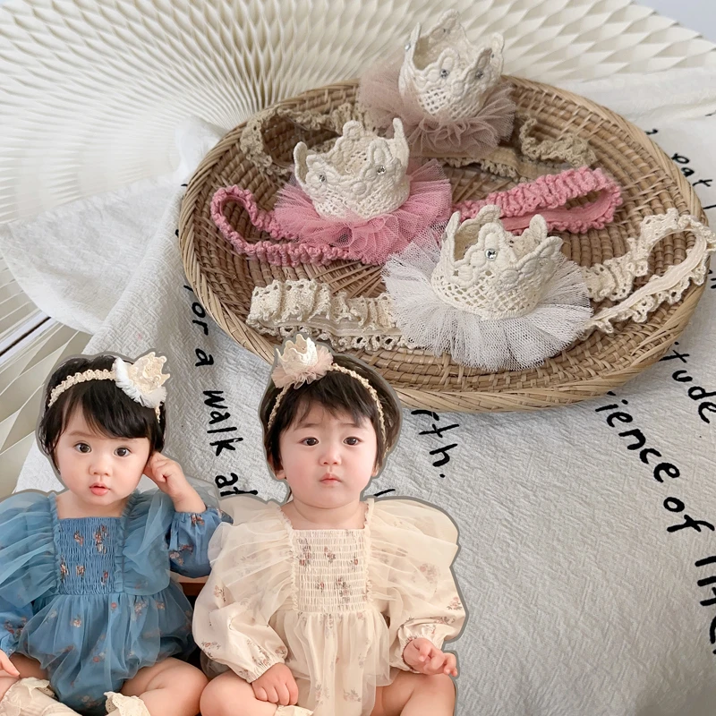 新生儿蕾丝发带皇冠小发箍洋气婴幼儿头饰