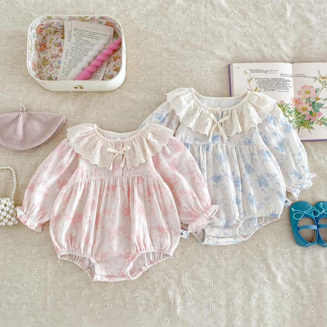 H1208婴儿秋装衣服新生儿女宝连体衣公主满月百天外出秋季包屁衣