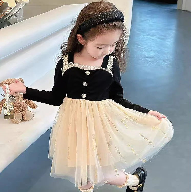 QIAERDE/洽尔德2024春秋装新款气质洋气女童小女孩连衣裙公主裙