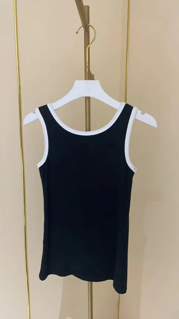 C125#拼色字母背心女