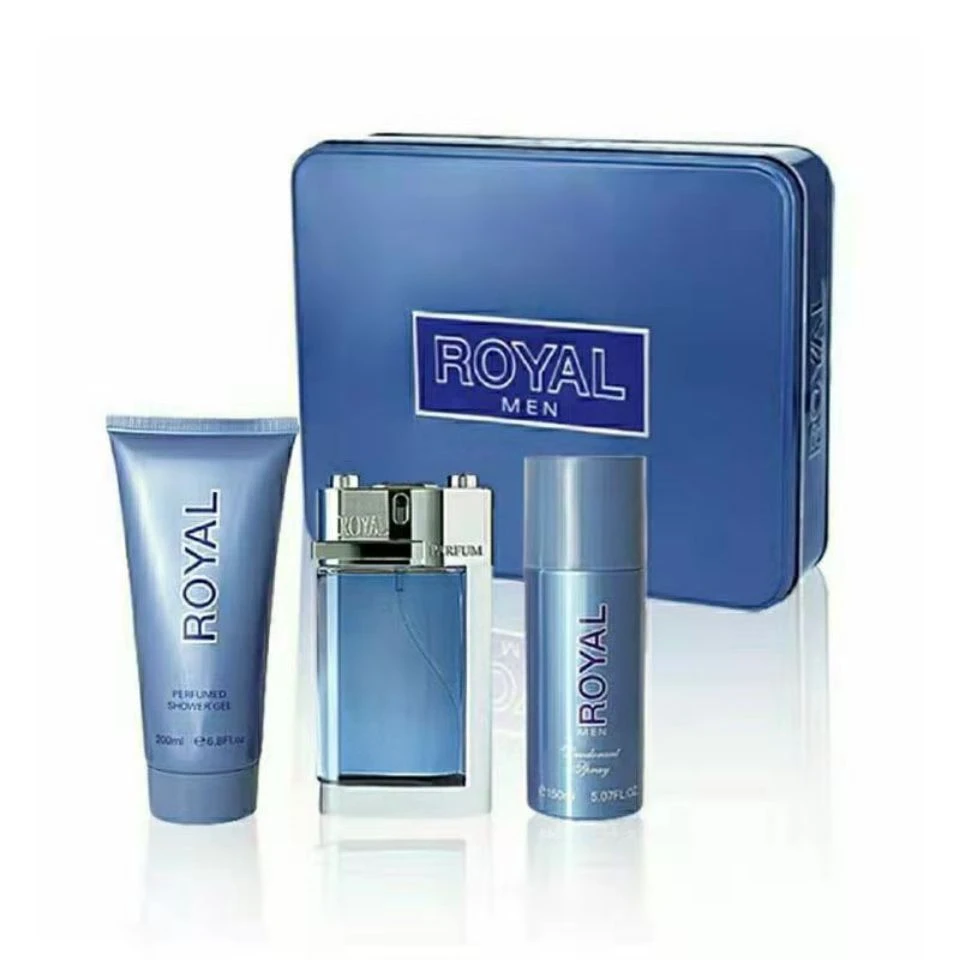 Royal香水套盒三件套香水男土套盒礼物蓝色男士持久留香礼盒