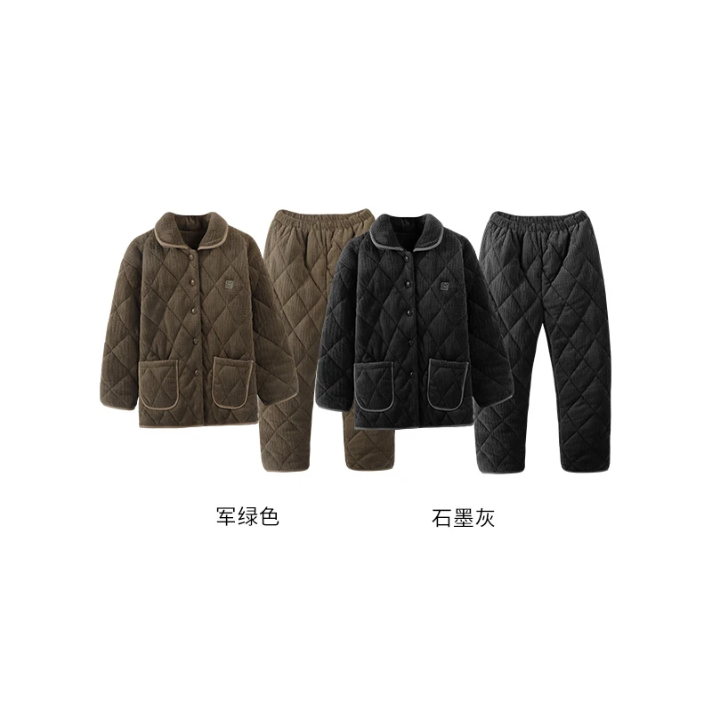 【军哥专属】男款夹棉睡衣家居服套装J0522