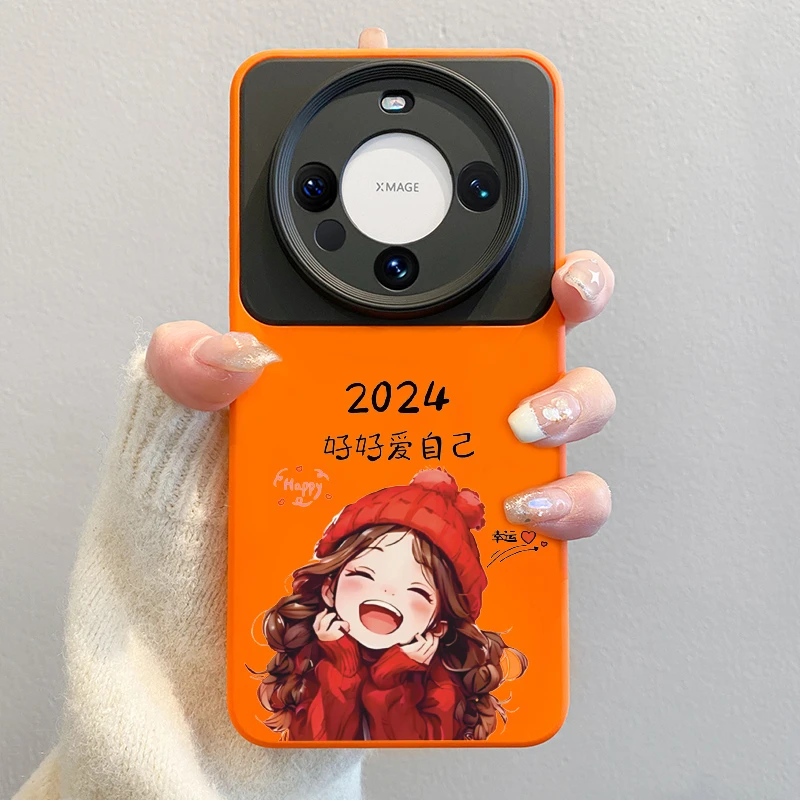 可爱少女华为mate60pro手机壳液态m60pro全包镜头防摔m40硅胶双拼