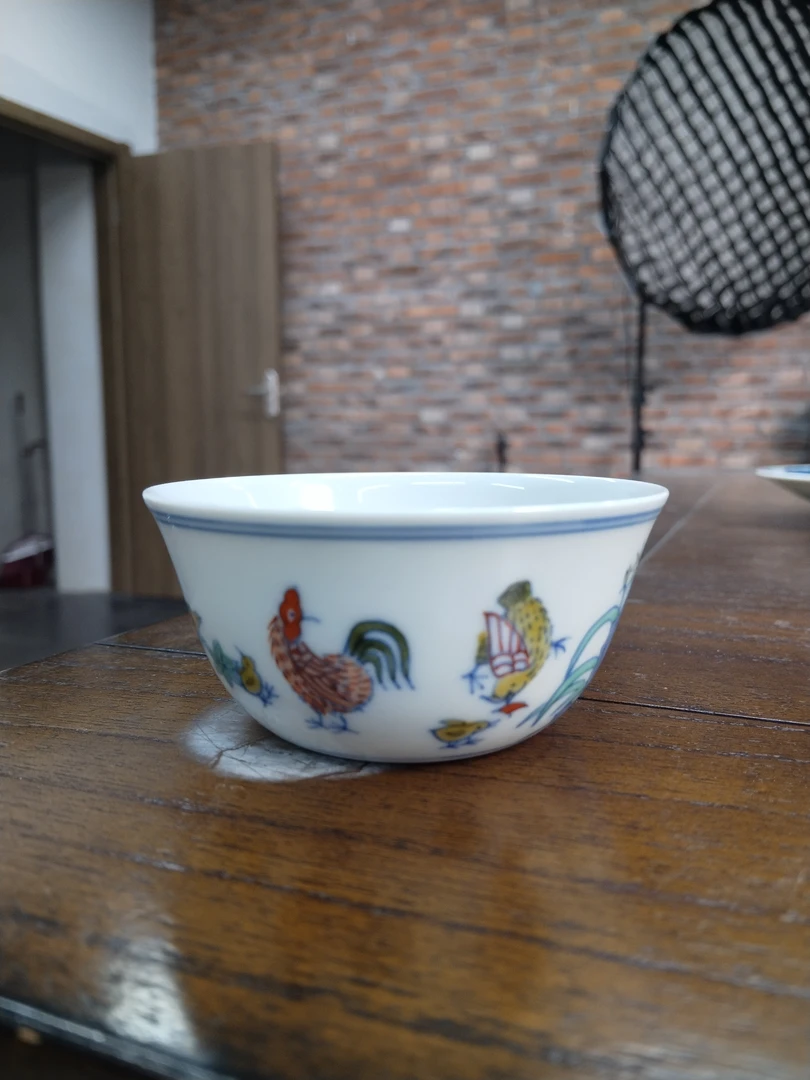 手工手绘仿古大明成化陶瓷斗彩鸡缸杯主人杯可收藏（带收藏证书）