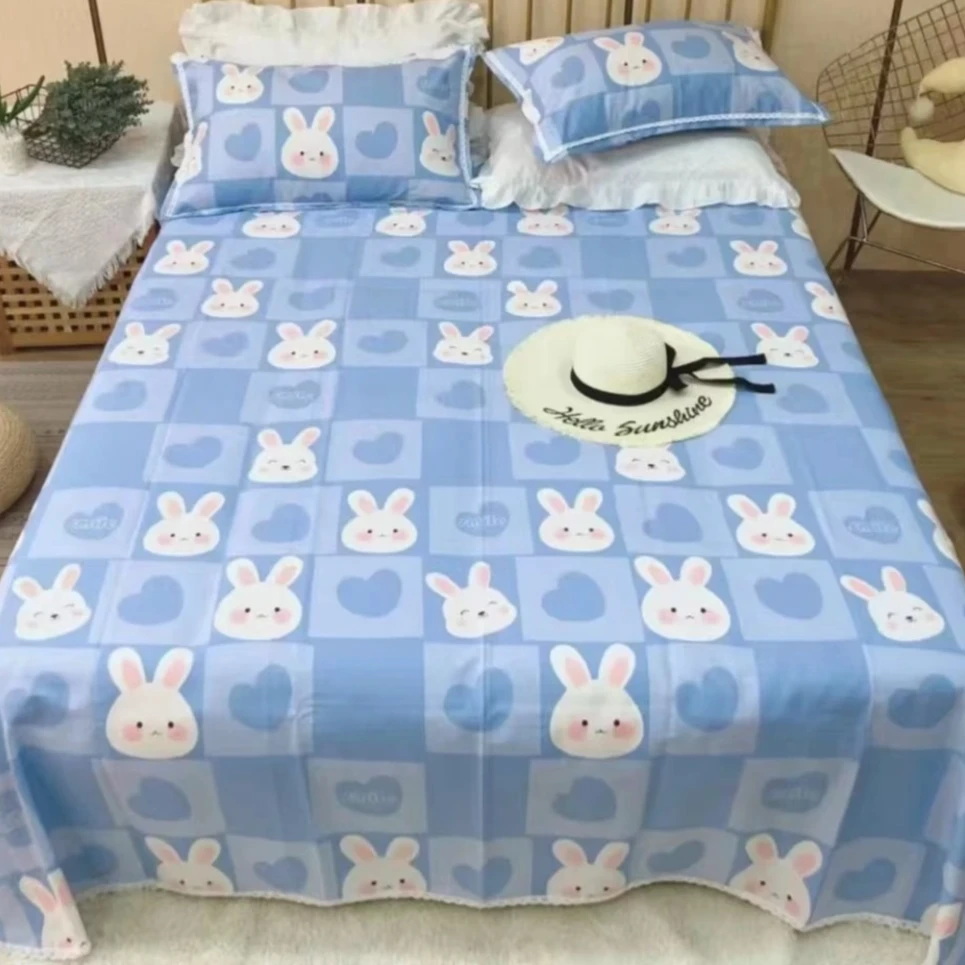 原棉标准枕套加厚棉布可爱小兔48*74加厚帆布四季款柔软舒适