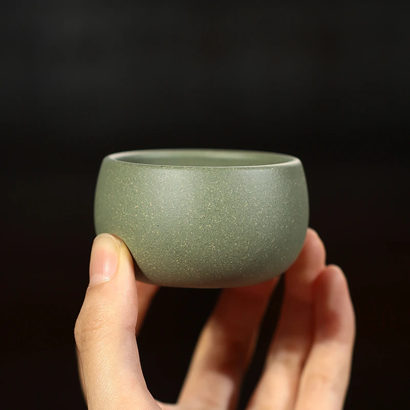 60cc品茗紫砂喝茶杯 小容量客人杯 原矿豆青泥