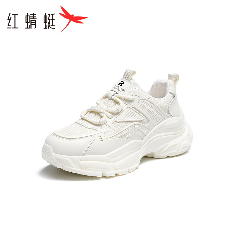 红蜻蜓网面老爹鞋2023夏季新款女鞋透气休闲鞋厚底增高运动鞋潮酷
