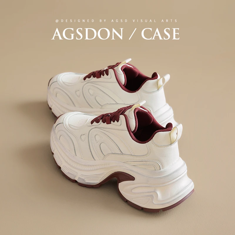 奥古狮登厚底老爹鞋女2025新款秋冬爆款百搭休闲鞋厚底防滑运动鞋