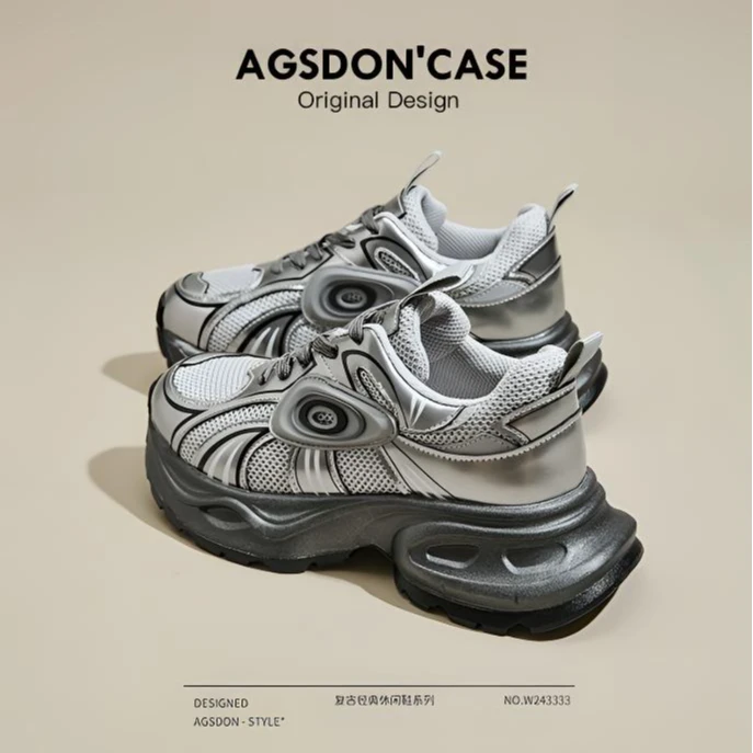 奥古狮登厚底老爹鞋女2025新款秋冬高级时尚百搭休闲松糕运动鞋