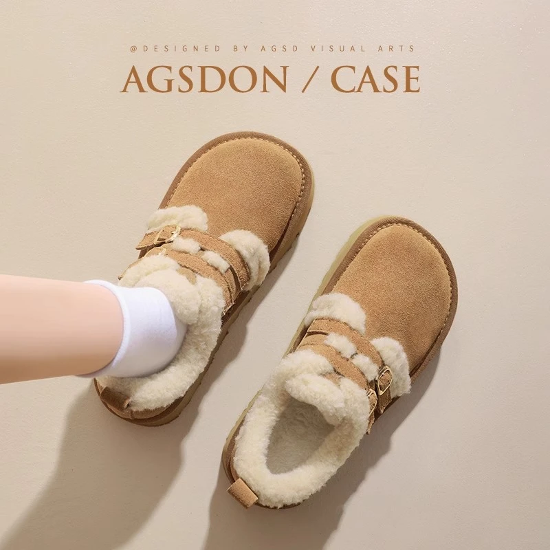 奥古狮登加绒勃肯鞋女2025新款秋冬厚底保暖雪地靴棉鞋复古毛毛鞋