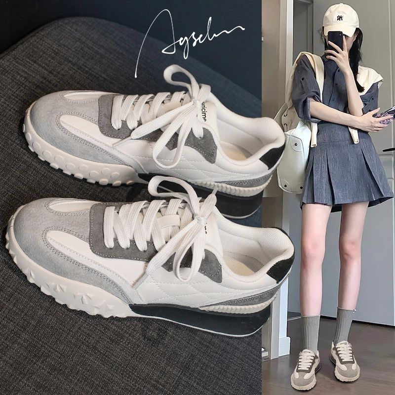 奥古狮登超火阿甘鞋女2023新款春秋华夫鞋厚底增高轻便运动德训鞋