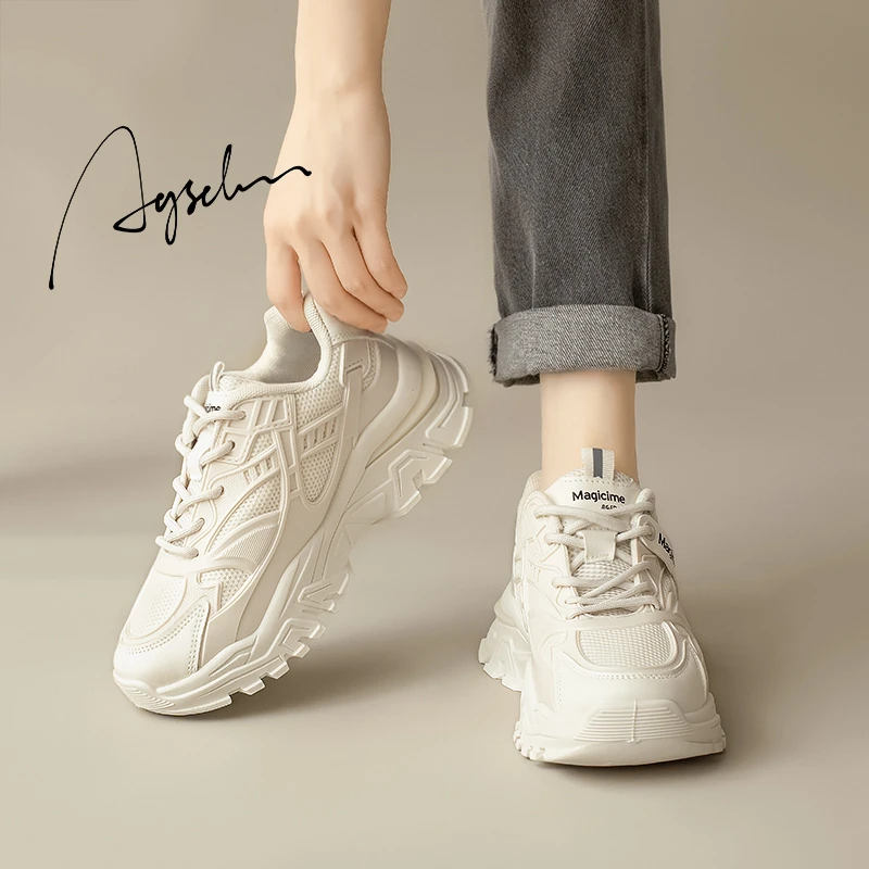奥古狮登老爹鞋女2024新款秋季超火小白鞋百搭厚底增高休闲运动鞋
