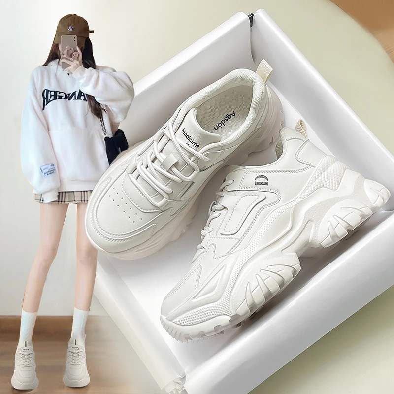 奥古狮登品牌女鞋老爹鞋女2025新款爆款百搭ins潮厚底休闲运动鞋