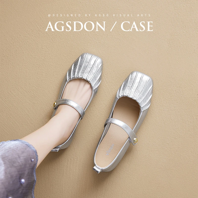 奥古狮登银色玛丽珍单鞋女2025新款秋季法式凉鞋低跟小皮鞋配裙子