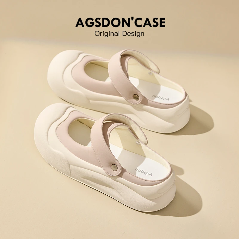 奥古狮登丑萌凉鞋女秋外穿2024新款仙女风两穿玛丽珍鞋泡芙洞洞鞋