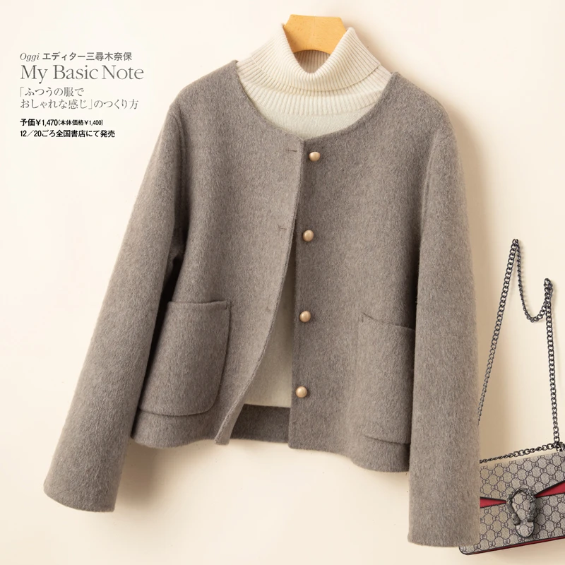 小香风双面呢大衣女短款新款秋冬高端呢子圆领简约百搭毛呢外套