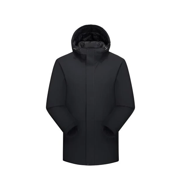 商务户外男冬季休闲连帽长款白鸭绒防寒羽绒冲锋衣男子男士男款