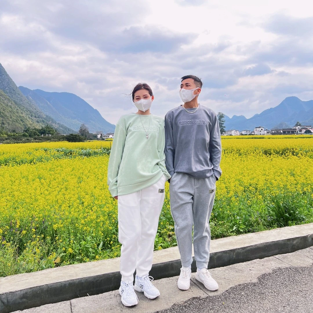 【FJ春季卫衣】麂皮绒 宽松百搭情侣圆领休闲长袖青春套装打底