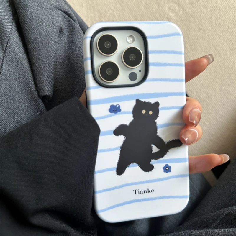 横纹调皮小猫菲林二合一适用苹果17/16promax手机壳15/14保护套13