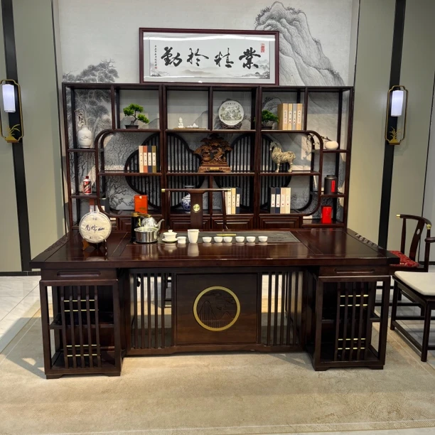 1.8/2/2.2米茶桌办公桌书桌花犁木中式茶桌新中式茶桌椅泡茶桌