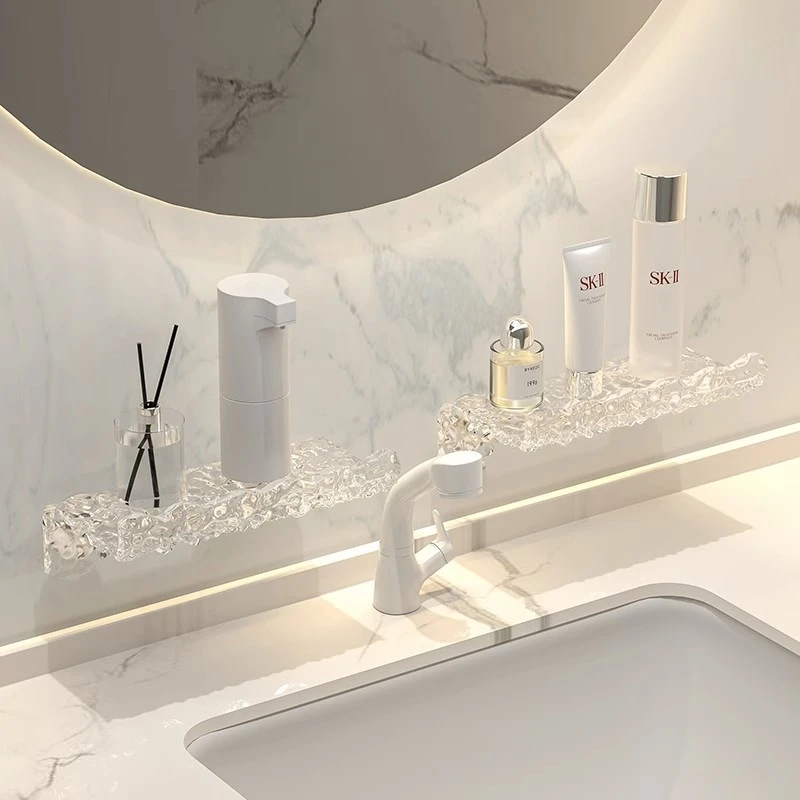 洗漱台置物架洗手池浴室卫生间洗手间免打孔壁挂水龙头化妆品收纳