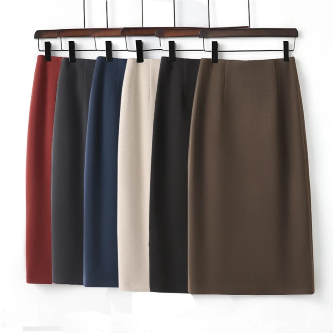 2024春秋女装新款半身裙 毛呢裙 呢子半裙百搭气质显瘦包臀裙开叉