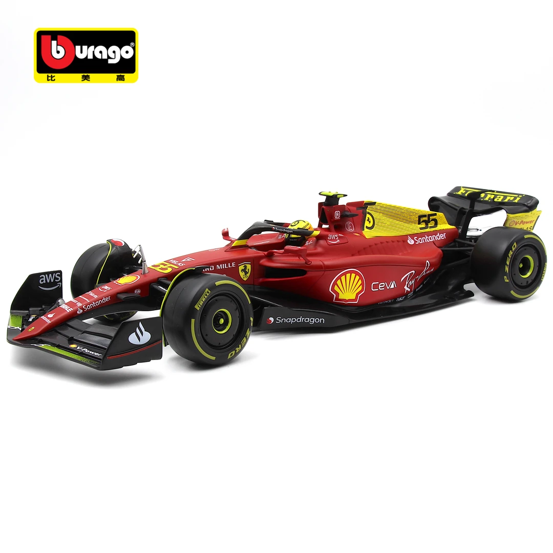 burago/比美高1:18 法拉利 F1-75 55号 仿真合金车模 摆件礼物