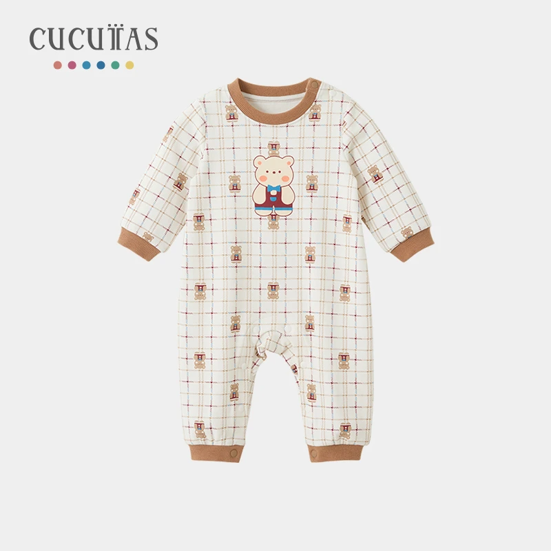 Cucutas婴童连体服春秋长袖婴儿宝宝连体衣秋CY24AUW242花咖色调