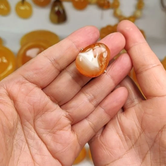 蜜蜡戒指银S925镀金镶嵌