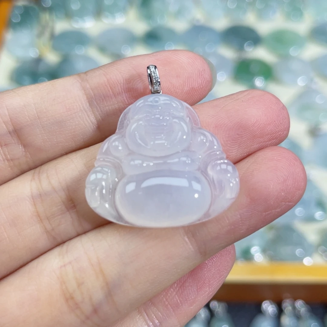 翡翠颈饰18K金镶嵌家***板吊坠