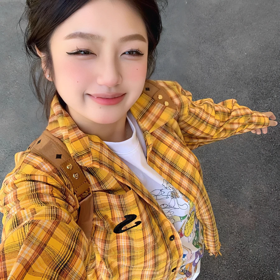 【四色】法式格子衬衫学生女装外套夏季女装2024新款小个子长袖上衣