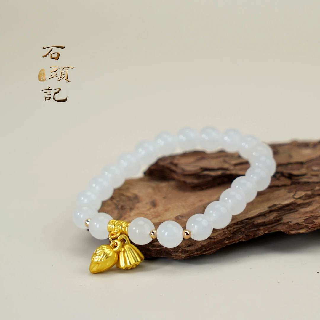 非金属玻璃手链 简约白月光荔枝冻莲蓬单圈手链 SL194