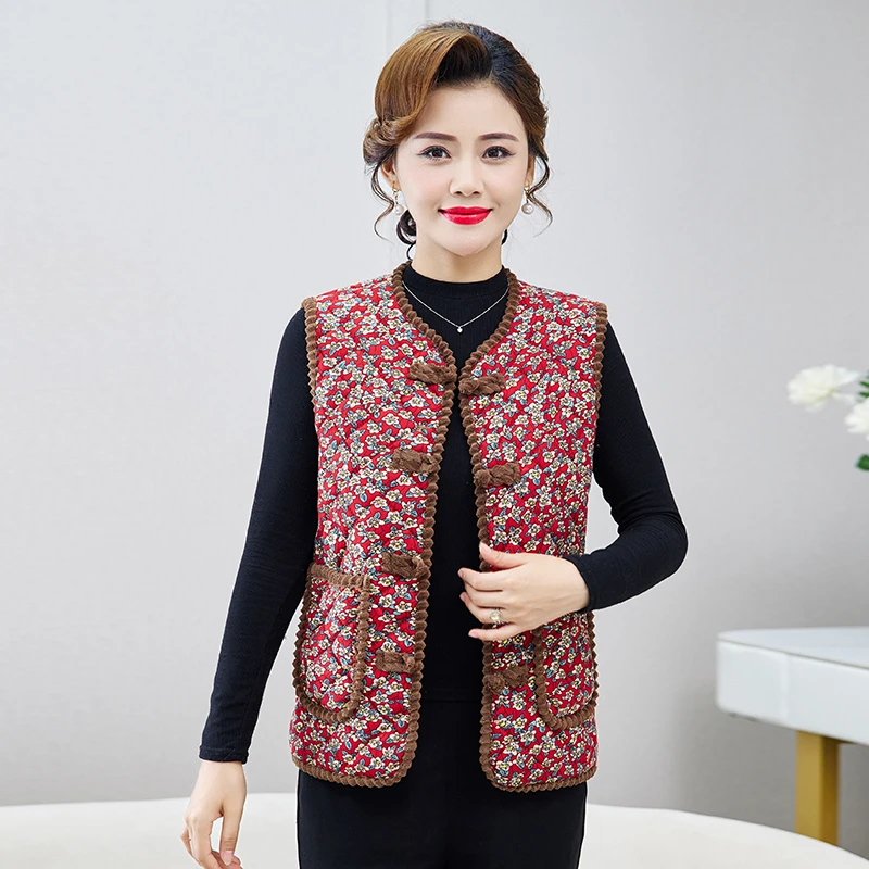 秋冬季马甲女士加绒加厚中老年妈妈短款外穿棉衣香风无袖保暖背心
