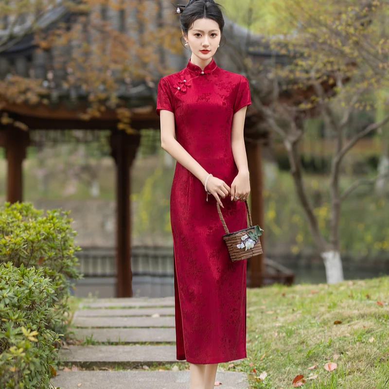 夏新款高考2025旗袍妈妈连衣裙年轻款长款喜婆婆婚宴敬酒礼服高贵