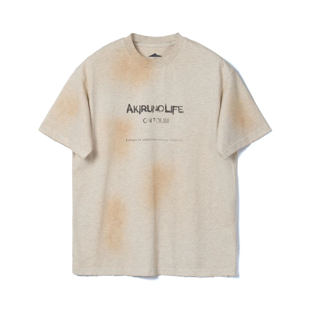 AKIRUNO 水洗做旧字母New vintage短袖Tee 10031