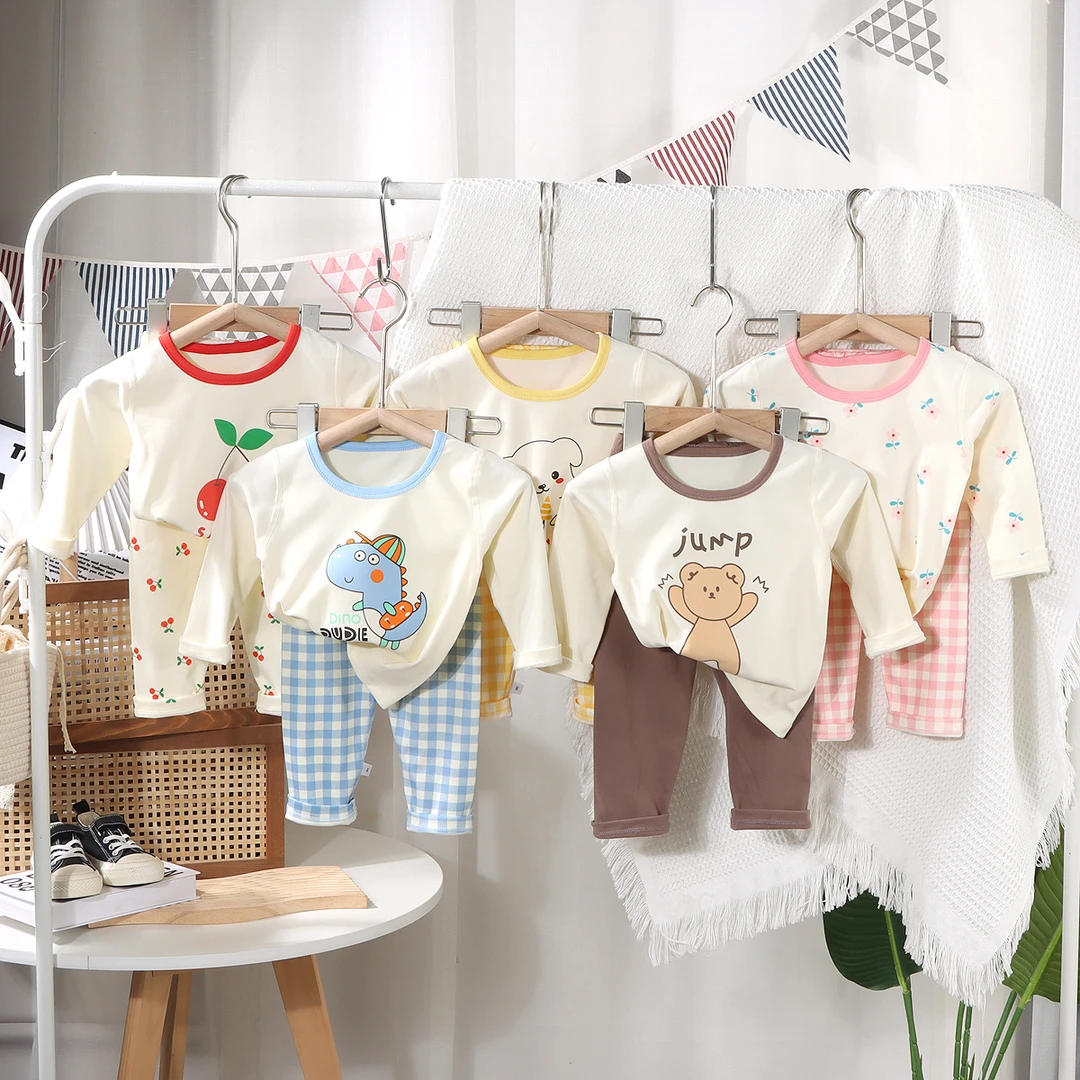 无骨德绒儿童A类打底内衣套装男童女童秋衣秋裤加厚秋衣秋裤套装