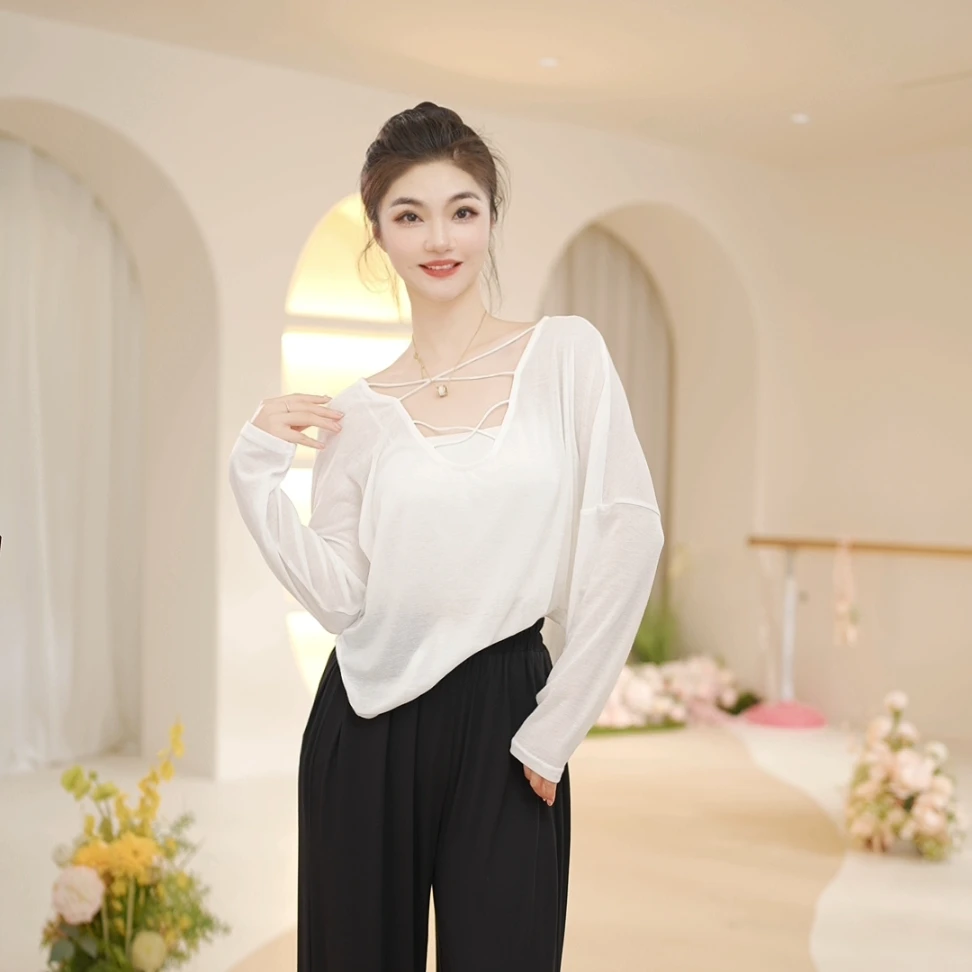 3203 D现代舞蹈服成人女上衣练功专业形体古典教师专用遮肉显瘦