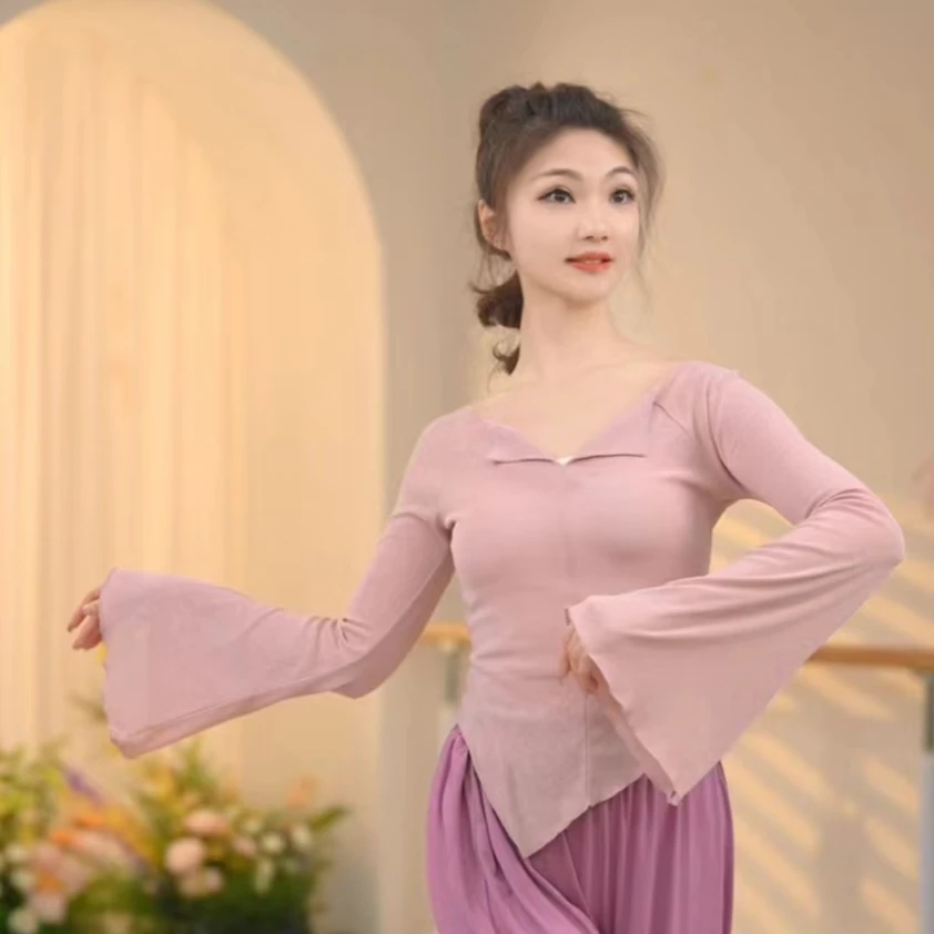 3245 D现代舞蹈服成人女上衣薄款修身2023夏季新款舞蹈服日常穿搭