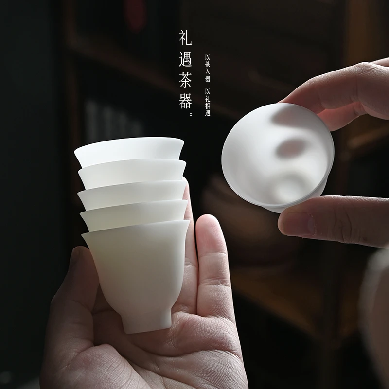 冰种玉瓷陶瓷茶杯主人杯薄胎素烧单杯高档个人专用品茗杯茶盏茶道