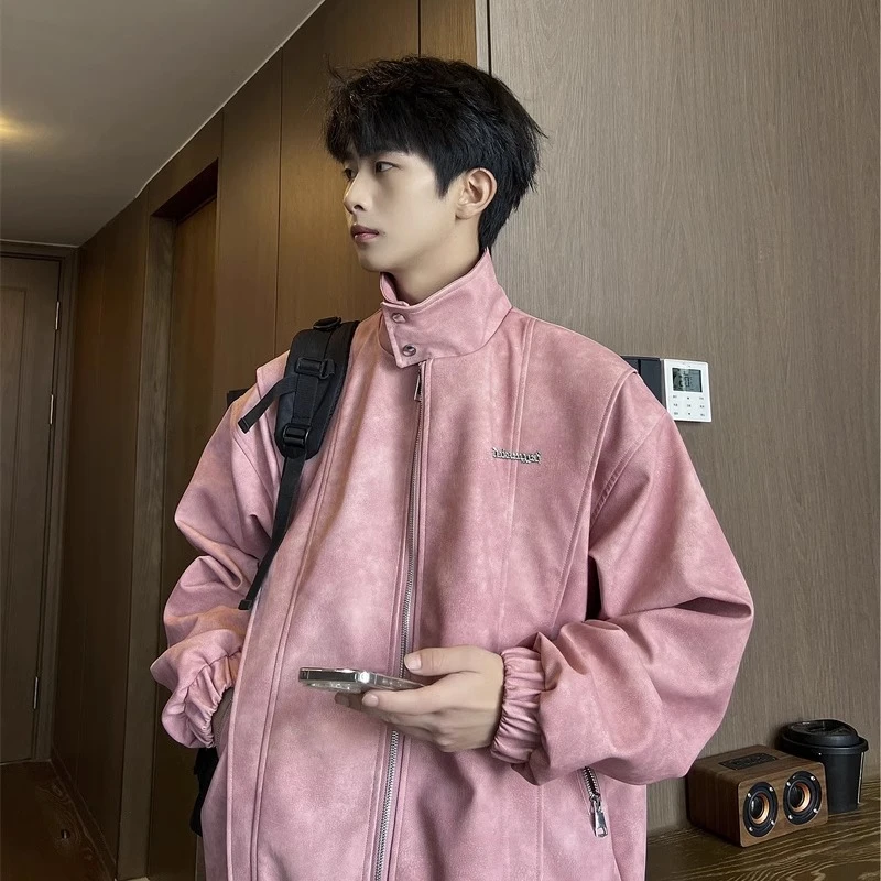 古着vintage皮衣情侣美式复古重工刺绣夹克春秋潮流休闲痞帅外套