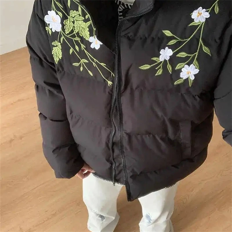 网红同款刺绣棉服男士设计感加厚保暖立领外套潮流新中式情侣棉衣