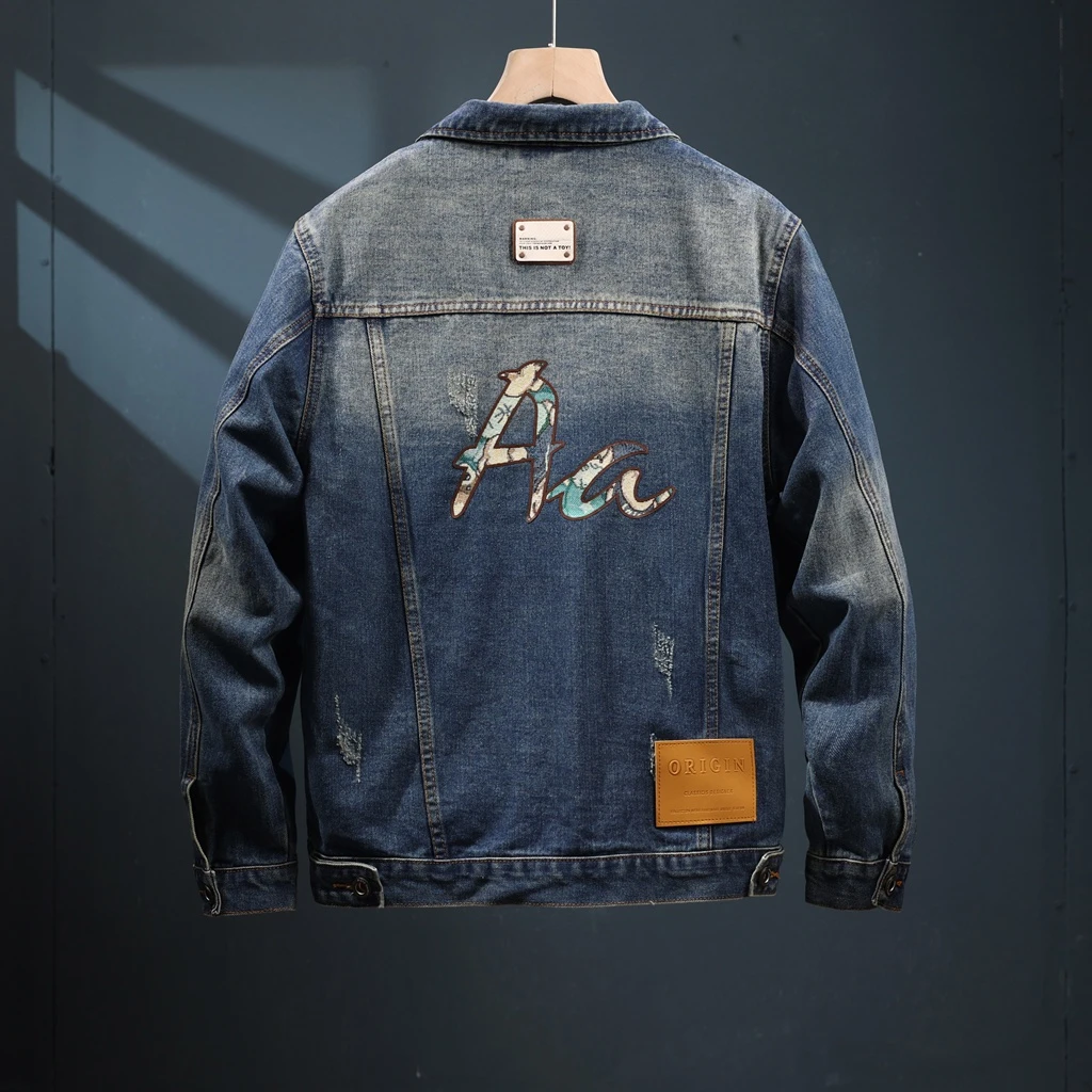 【萨saleisi】2024美式宽松夹克男款春秋新款潮牌复古上衣牛仔外套