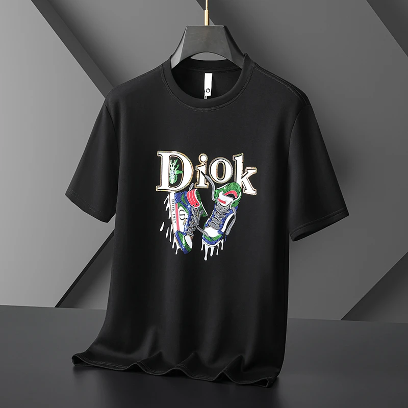 【SALEISI】夏季中国风T恤印花透气烫钻时尚圆领宽松短袖