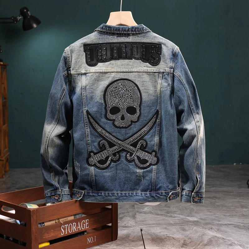 【萨雷司】牛仔外套男2024潮牌宽松修身男装上衣潮流百搭夹克JK575