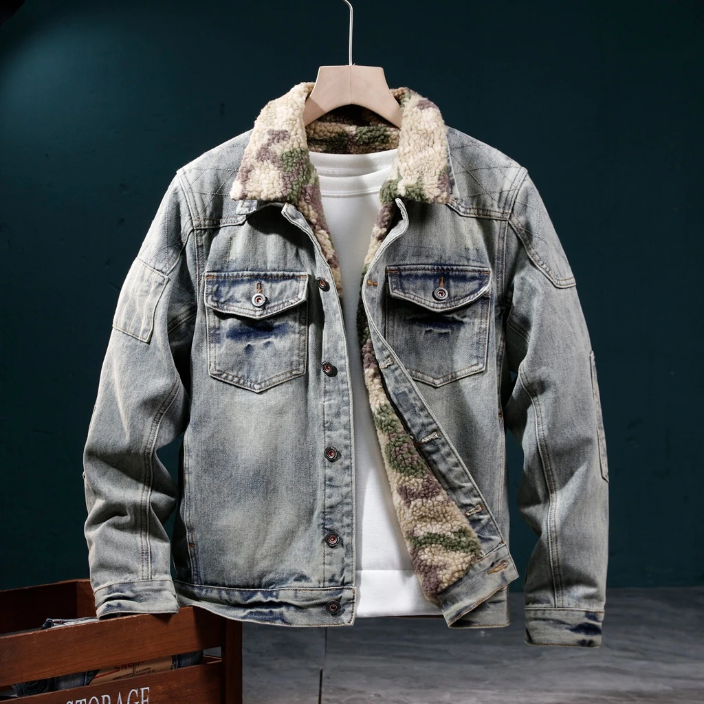 【优选A】秋冬新款牛仔外套男装潮流男士秋冬季新款夹克上衣男加厚