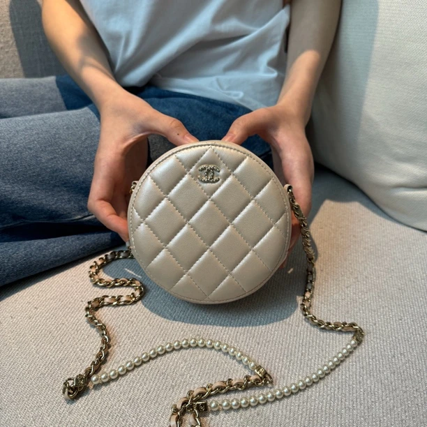 95新 Chanel/香奈儿 苏州包展/珍珠圆饼包/成色直播间为准